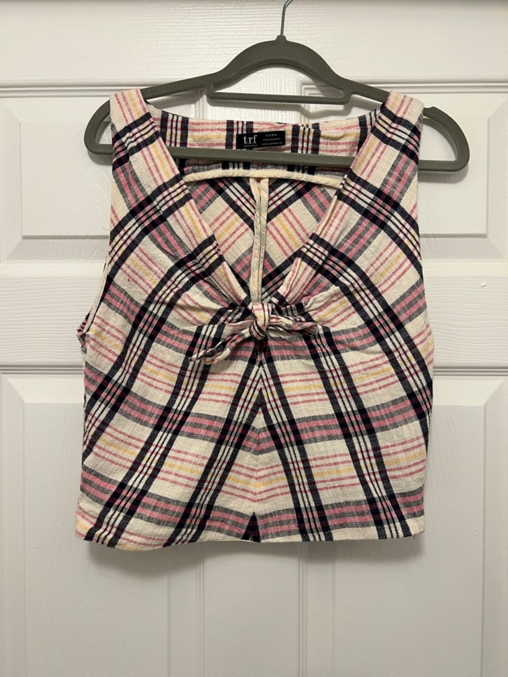 Zara Plaid Cotton Tie Top